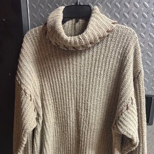 Elegant Tan Cowl Neck Sweater